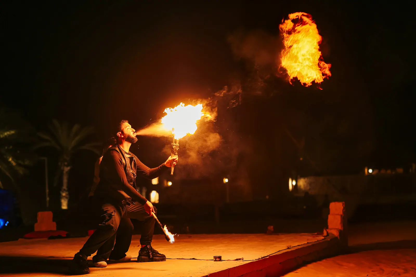 A fire performance at a Sparkling Sandset evening